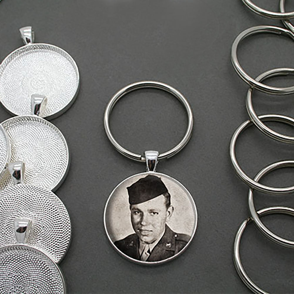 BULK 10 Picture Photo Silver Tone Keychains F579 