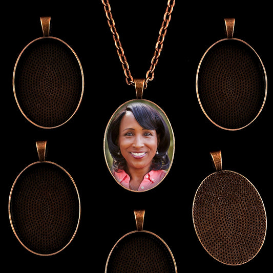 Makes 20 Photo Necklaces Kit 22mm x 30mm Copper Oval with Bail